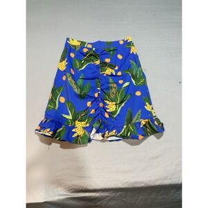 Farm Rio X Anthropologie | Women's S Blue‎ Ruched Mini Skirt Banana Tropical
